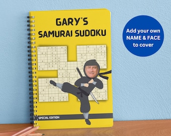 Libro de Sudoku Samurai personalizado / Añade tu CARA y NOMBRE a la portada / Un regalo personalizado increíble para los amantes del Sudoku