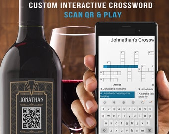 Cree su propio crucigrama / Crucigrama personalizado interactivo / Escanee una tarjeta de regalo QR para acceder a sus regalos de crucigrama personalizados