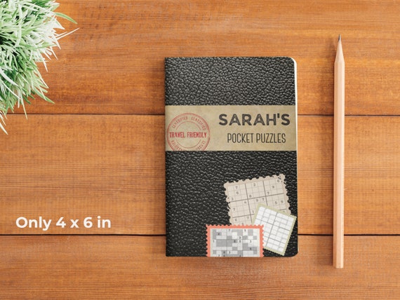 Personalized Travel Puzzle Book - Compact Travel-Friendly Pocket Sudoku Book | 5 Types of Sudoku Puzzles | Customize Cover With Your Name
