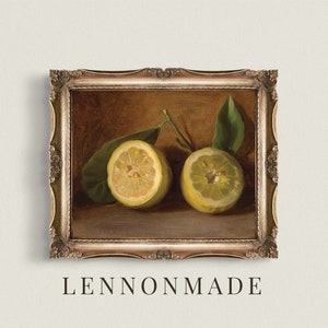 Vintage Lemon Print | Vintage Kitchen Art | Antique Art Print | Printable | Digital Download | Horizontal Print | 19