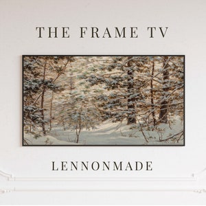 Samsung Frame TV Winter Landscape Art | Vintage Winter Landscape Digital Art | Antique Pine Tree Art | 112TV