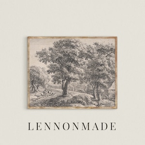 Vintage Landscape Print | Antique Tree Print | Printable | Digital Download | Horizontal Print | 33