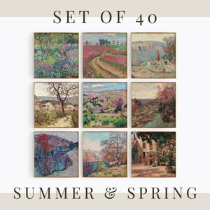 Vintage Square Print Set of 40 | Antique Spring & Summer Collection | Vintage Landscape Art | Printable | Digital Download | SQ3