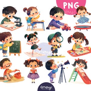 Dibujos animados de actividades para niños en el aula, actividades diarias para niños PNG, imágenes prediseñadas de regreso a la escuela, imágenes prediseñadas para la escuela, ilustración para niños, 12 PNG