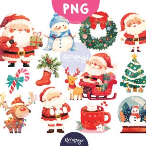 Papai Noel Clipart, Papai Noel PNG, Natal fofo PNG, Desenhos animados de Natal Clipart, Crianças de Natal PNG, Ilustrações de Natal, 12 PNGs