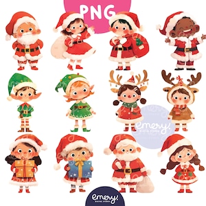 Weihnachten Kinder PNG, niedliche Weihnachten Clipart, süße Kinder Weihnachten, Weihnachtskinder PNG Clipart, Weihnachten Illustrationen, 12 PNGs