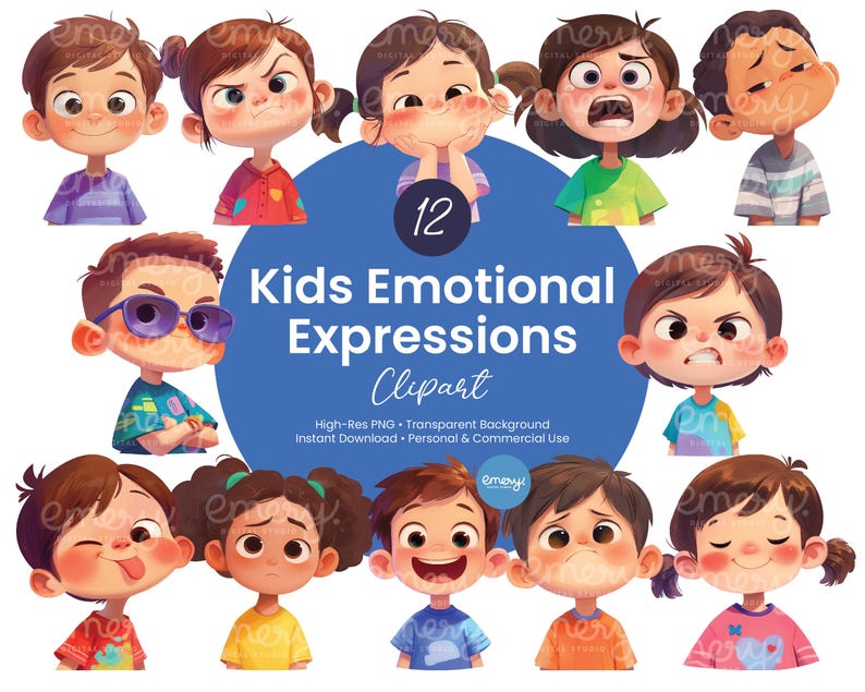 Kids Emotions Clipart – Emotional Expressions PNG, Feelings Faces ...