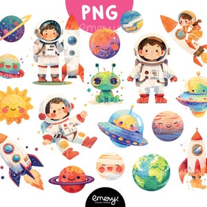 Imágenes prediseñadas del espacio exterior, imágenes prediseñadas de astronauta, imágenes prediseñadas de nave espacial, imágenes prediseñadas para niños, actividades de aula para niños con dibujos animados, imágenes prediseñadas para la escuela, 18 PNG
