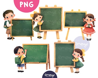 Blackboard Clipart, Kids Blackboard, School Kids PNG, Back to School Png, Clip Art for Teachers, Chalkboard Clipart, Classroom Decor, 5 PNGs