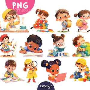 Cartoon Kinder Klassenzimmer Aktivitäten, Kinder tägliche Aktivitäten PNG Clipart, Zurück zu Schule PNG, Clip Art für Schule, Kinder Illustration, 12 PNGs