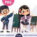 Cute Teacher Clipart PNG Set – Back to School Resources (digital ...