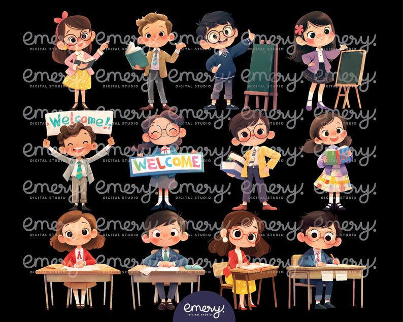 Cute Teacher Clipart PNG Set – Back to School Resources (digital ...
