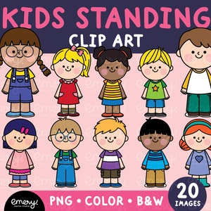 Imágenes prediseñadas de niños de pie - Archivos PNG, Gráficos educativos de niños, Imágenes prediseñadas de niños de dibujos animados, Imágenes prediseñadas de niños de la escuela, Niña, Niño, 02