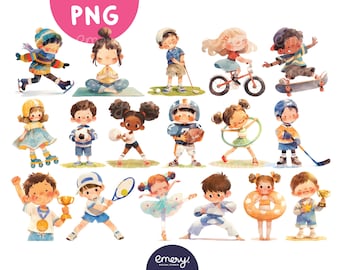 Cartoon Kids Sports Clipart, School Projects (PNG)