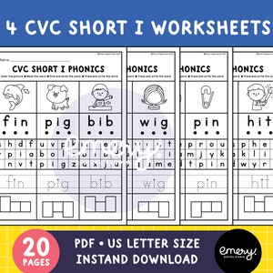 CVC Phonics Worksheets, CVC Words Activity for Kindergarten, Printable ...