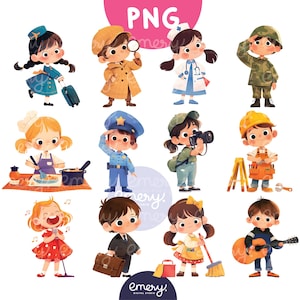 Occupation Clip Art, Careers Clipart, Profession Kids, Community Helpers Craft, Clipart for School, Jobs for Kids Clipart, Cute Kids 12 PNG
