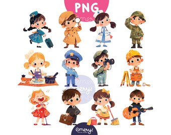 Career Kids Clipart, Community Helpers, Profession PNG (Digital Download)