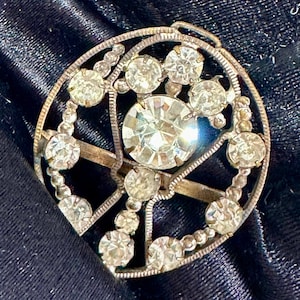 Cute Antique 1900's Edwardian, Oval Ellipse, Clear Paste Stoned Buckle
