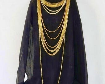 Vintage Gold Tone Necklace Collection – West Germany, Multi-Strand Layering Lot