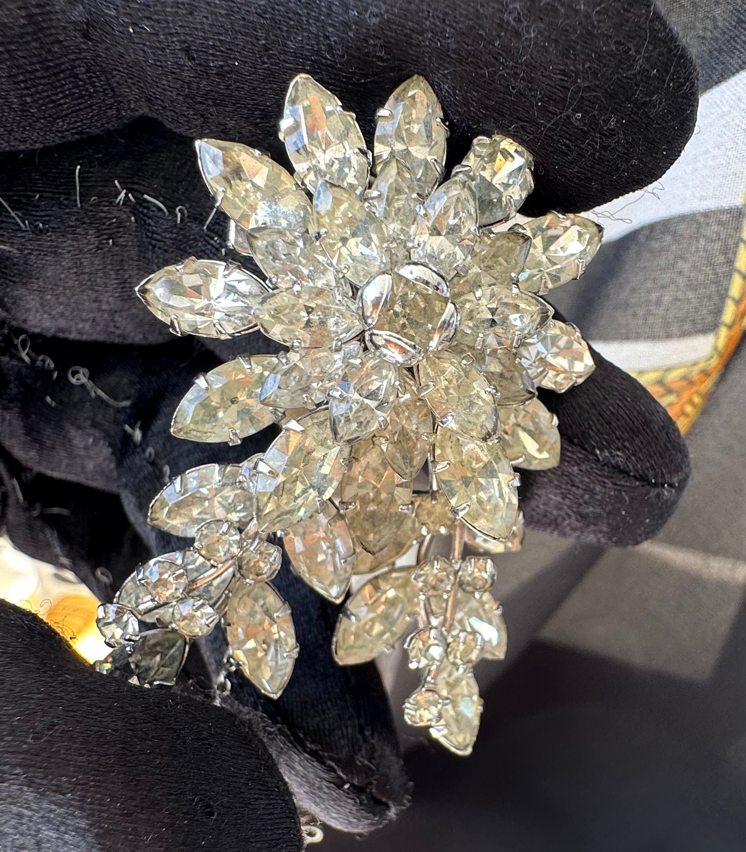 Vintage Donald Simpson Jewel Crest Brooch: Flower Tail Spray, Signed