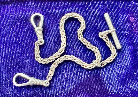 Vintage Sterling Silver Prince of Wales Fob Watch Chain - Signed SSS