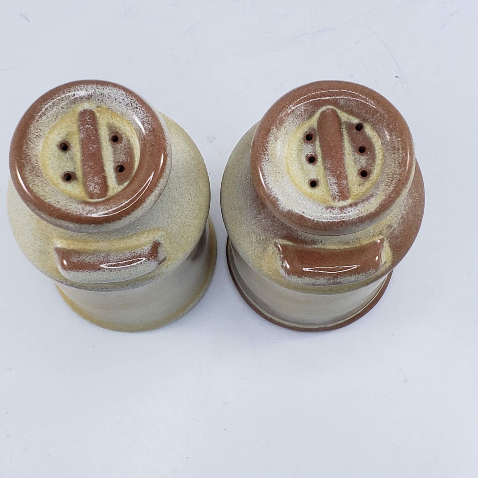 Frankoma Pottery Milk Can Shaker Set Salt Pepper Desert Gold Etsy