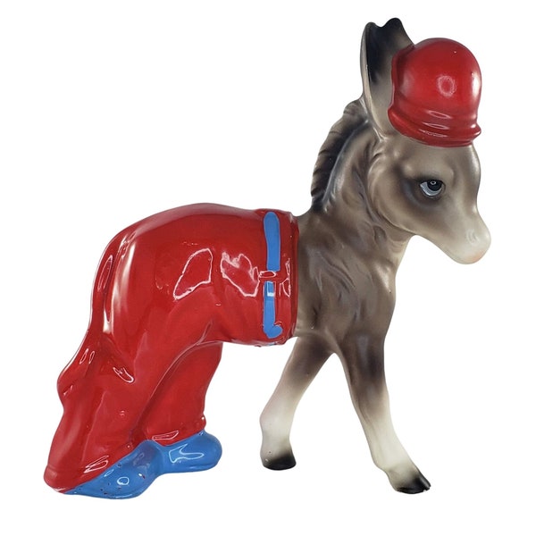 vintage Japan Donkey Wearing Pants Red Hat Figurine Clown RARE HTF