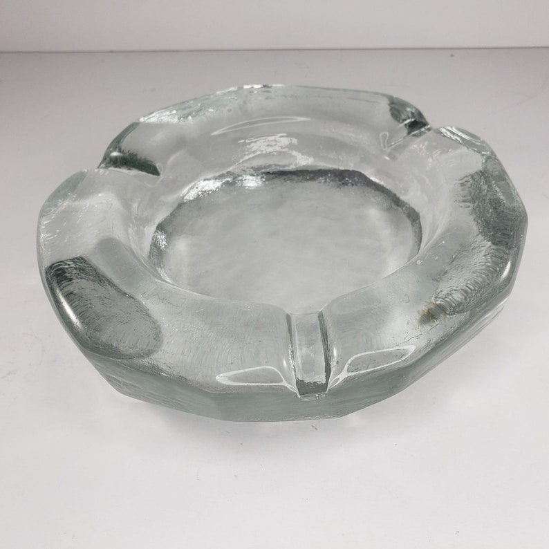 Vintage Blenko Ashtray Catchall Ice Heavy Glass Clear Heavy Etsy