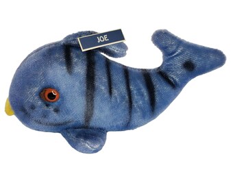 A.D. Sutton & Sons Blue Fish Striped 1963 Vintage Plush Stuffed Animal Joe