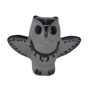 Handcrafted Gray & Black Owl Figurine By R. Diane Martinez Black Pottery