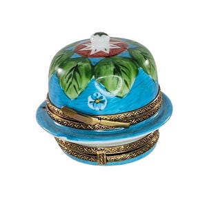 Limoges France Peint Main Trinket Box With Cheese Platter Double Hinged
