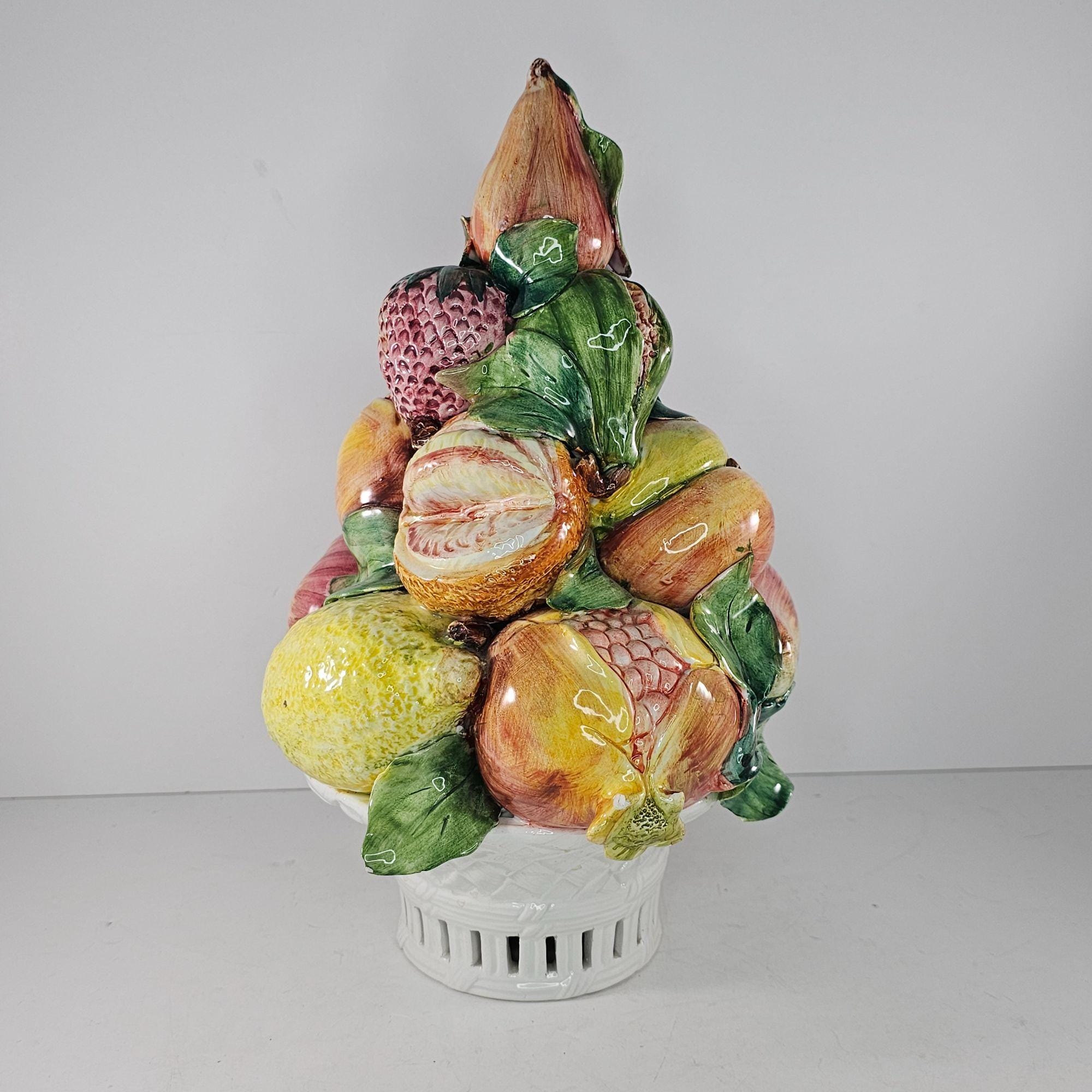 Vintage Horchow Italy Fruit Topiary Centerpiece Ceramic Porcelain