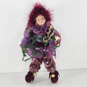 Katherines Collection Aldiks Woodland Elf Pixie Jester Purple Velvet Outfit Bead