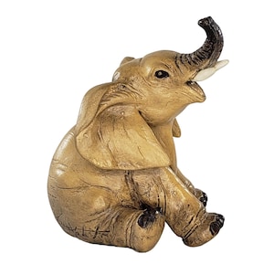 Vintage Guido Cacciapuoti Baby Lucky Elephant Figurine Signed Trunk Up