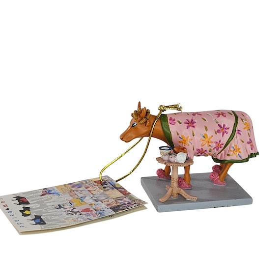 Cow Parade Mini Moo the Early Show Figurine With Tag Floral Pink