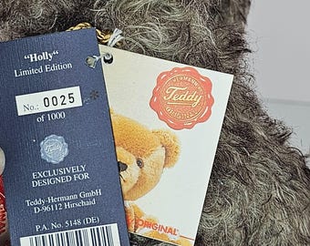 Limited Edition Hermann Teddy Original Plush Dog Holly Blue