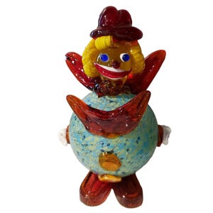 Murano Glass Round Clown Italy Art Colorful Glass Big Belly