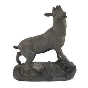 Antique Deer Stag Elk Mantle Clock Topper Metal Spelter