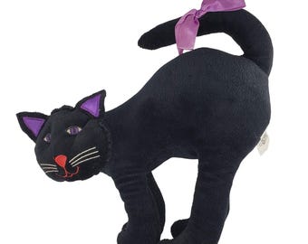 Vintage Toy Works Black Cat Halloween Plush Stuffed Animal