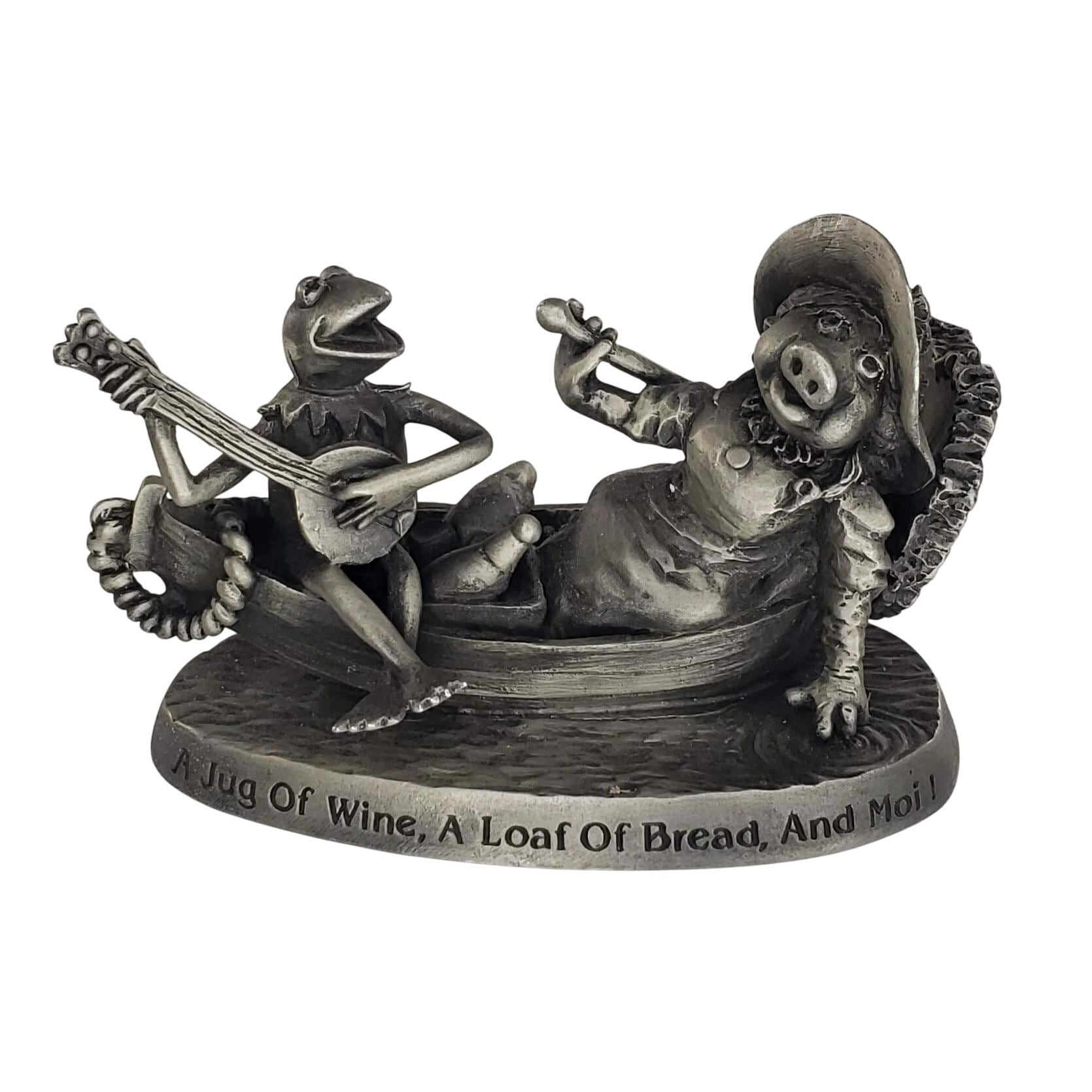 フィギュア（Hallmarkのfine pewter） Hallmark Little Gallery Kermit Miss Piggy Pewter A Jug of Wine A
