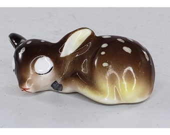 Occupied Japan Deer Fawn Sleeping Miniature Figurine