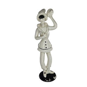 Vintage Jester Clown Harlequin Holding Mask Figurine