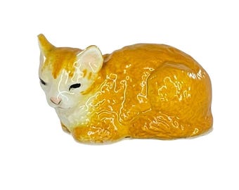 Figurine miniature chat orange somnolent Hagen Renaker