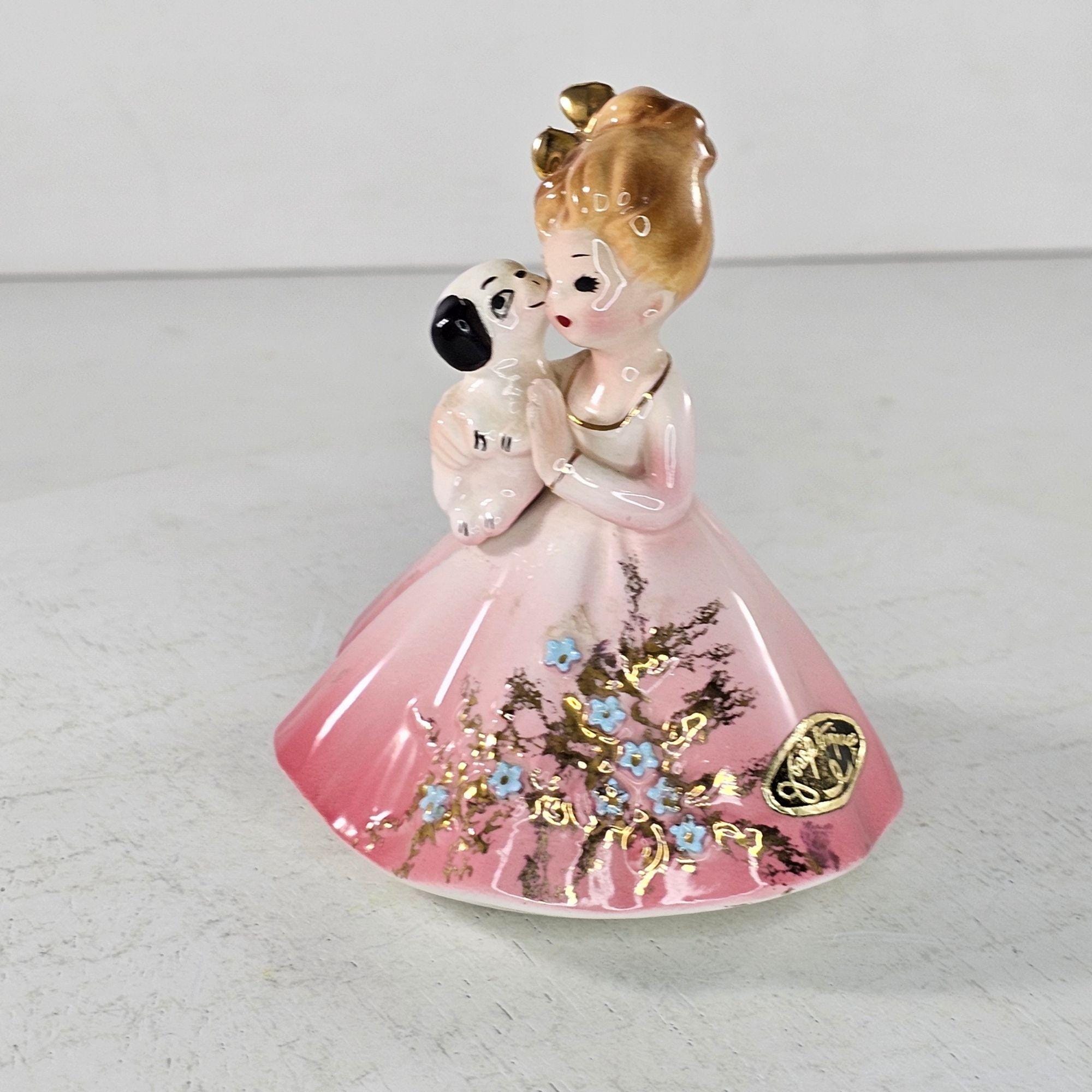 Josef Originals Puppy Love Pet Series Girl in Pink Dress Holding