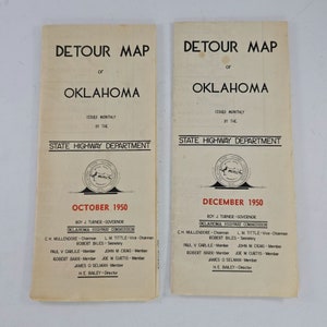 Jahrgang Dezember Oktober 1950 Oklahoma Detour Road Map State Highway Department