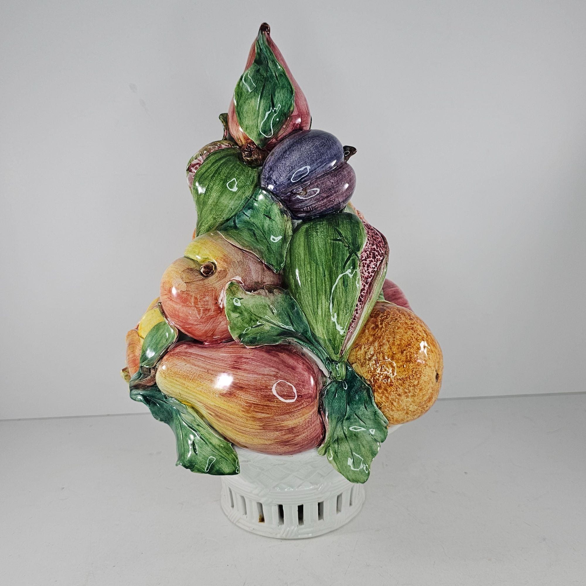 Vintage Horchow Italy Fruit Topiary Centerpiece Ceramic Porcelain