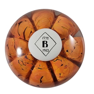 Rare Boyd Art Glass 1983 5th Anniversary Paperweight Orange 4.5&quot;