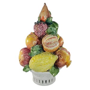 Vintage Horchow Italy Fruit Topiary Centerpiece Ceramic Porcelain *Chips*