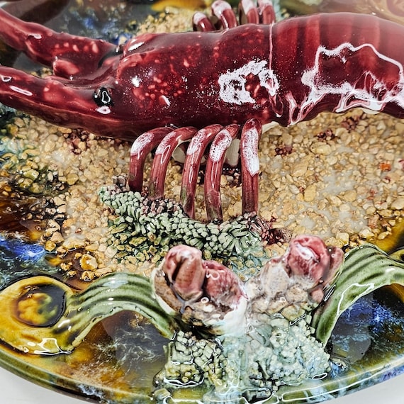Jay Willfred Andrea by Sadek Lobster Plate Palissy Majolica