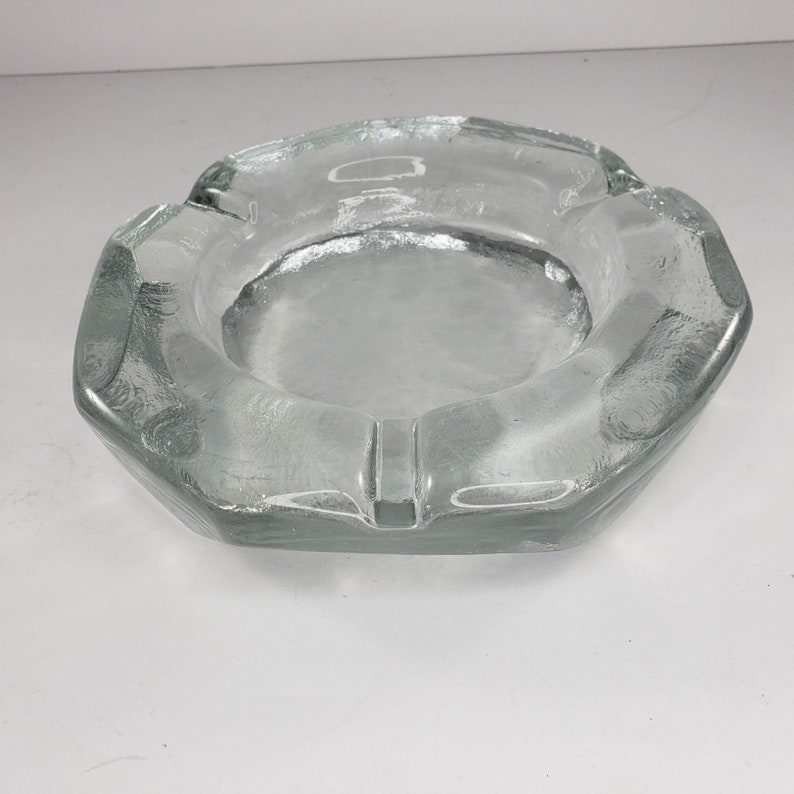 Vintage Blenko Ashtray Catchall Ice Heavy Glass Clear Heavy Etsy